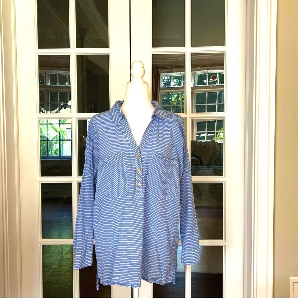 NWOT Zara Striped Linen Tunic Sz L